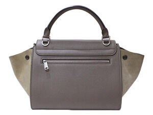 Celine Beige Shoulder bag Trapeze Leather Gray Handbag Suede